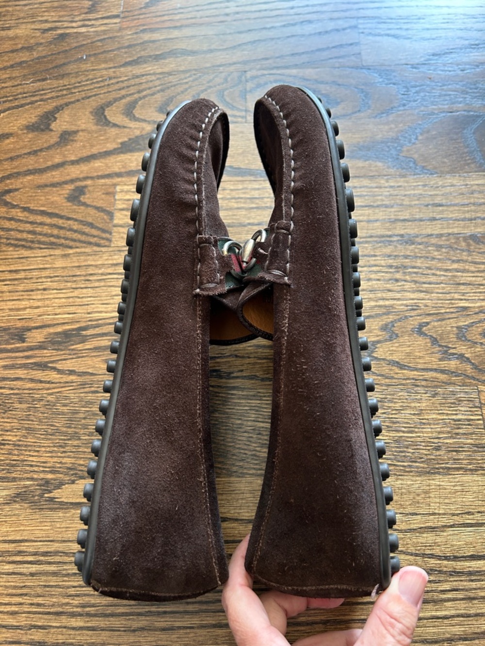 Men’s Gucci Brown suede silver horsebit driving loafers size 10.5 - Picture 11 of 12